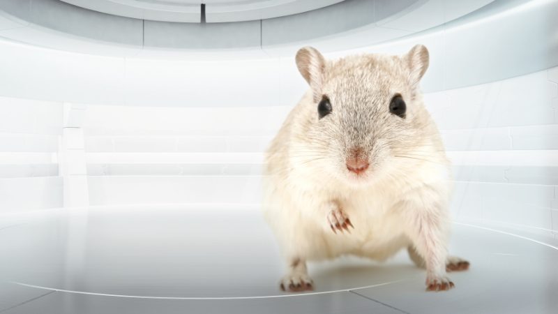 Cute hamster in a futuristic environment