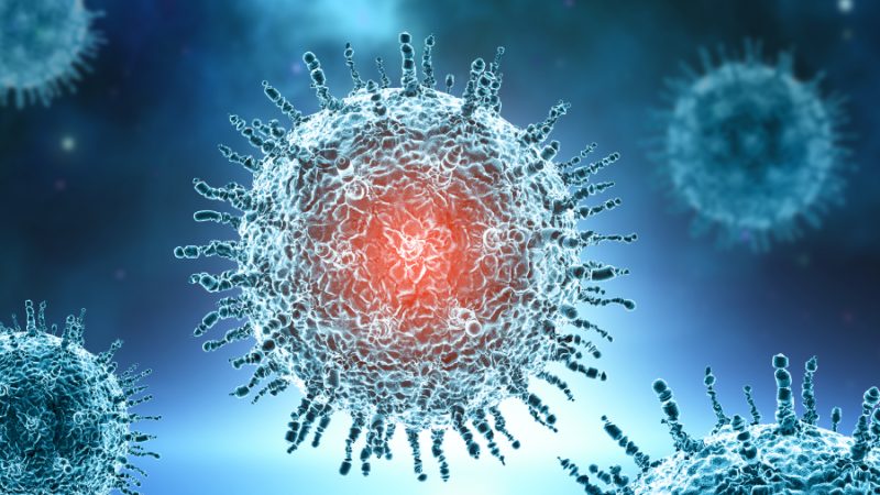 3D render of a medical background with virus cells