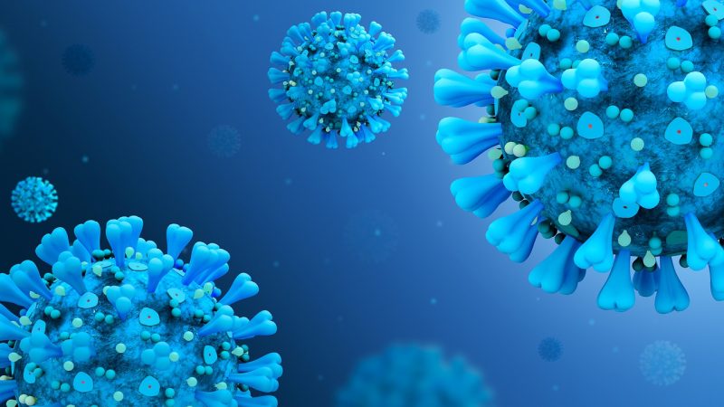 3D rendering of corona viruses.