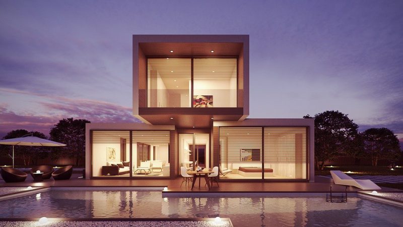 Detached house in modern architecture.